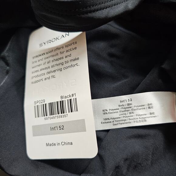 Syrokan Swimsuit Womens Sz 1X Black One Piece Lightly Padded Neutral Minimalist - Picture 8 of 8